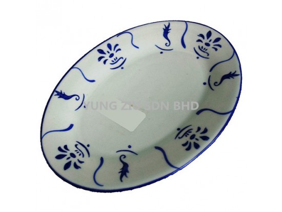 8^CERAMICS PLATE(11562)(HAND COLOR ANTIQUE BLUE)